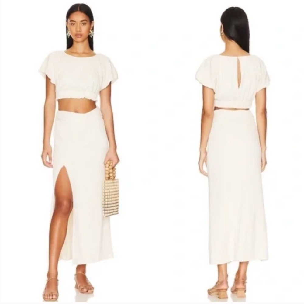NWT Free People Tovah Cropped Top Maxi Skirt Set - Tofu Cream Ivory Small